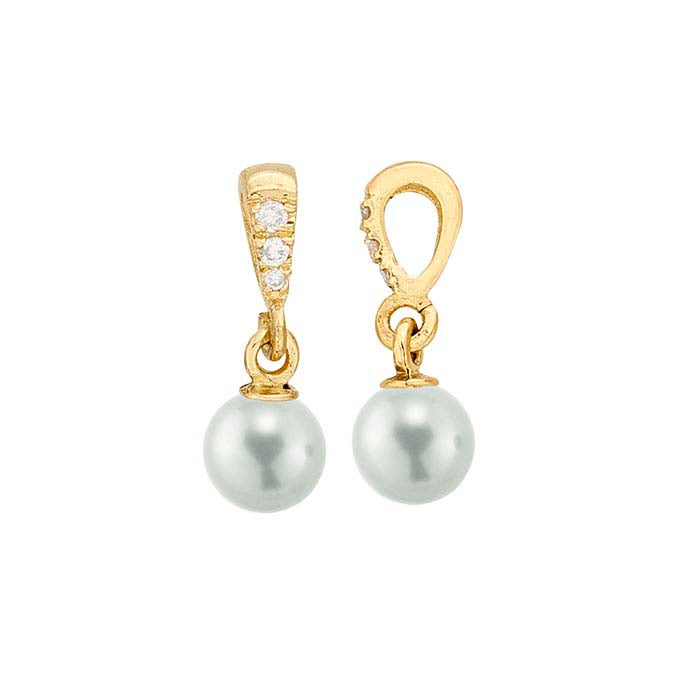 14K Yellow Gold Diamond-Set Pearl Pendant Mounting