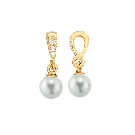 14K Yellow Gold Diamond-Set Pearl Pendant Mounting