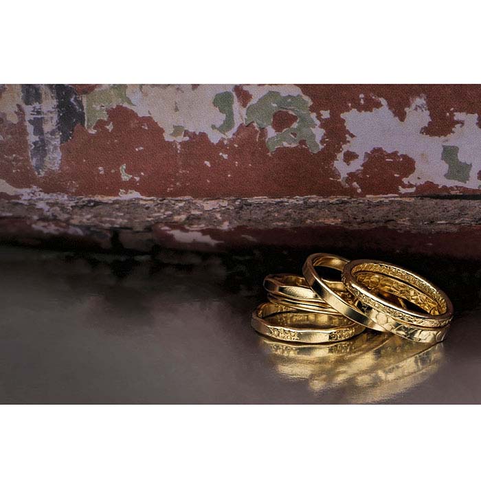 14/20 Yellow Gold-Filled Hammered Flat Wire Stackable Ring