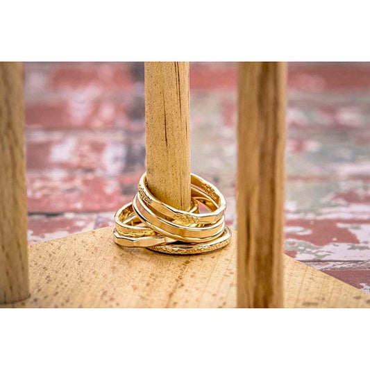 14/20 Yellow Gold-Filled Hammered Flat Wire Stackable Ring