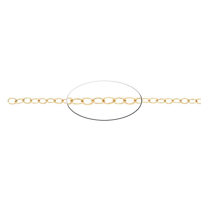 Bronze Yellow Gold-Plated 2.7mm Oval Cable Chain, 6.1 m. Spool