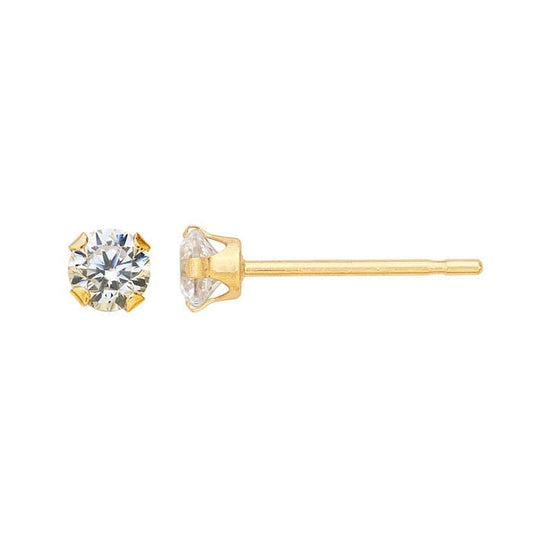 14K Yellow Gold CZ-Set Post Earring