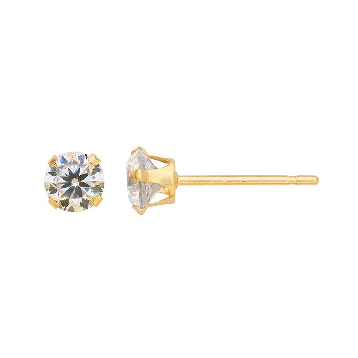14K Yellow Gold CZ-Set Post Earring