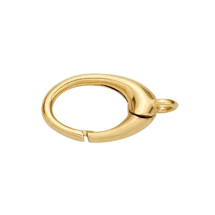 Yellow Gold 13 x 6.5mm Oval Push Clasp