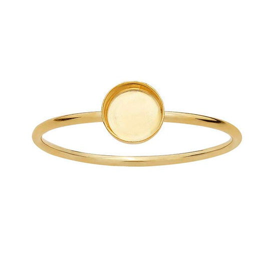14/20 Yellow Gold-Filled 5mm Round Cabochon Ring Mounting