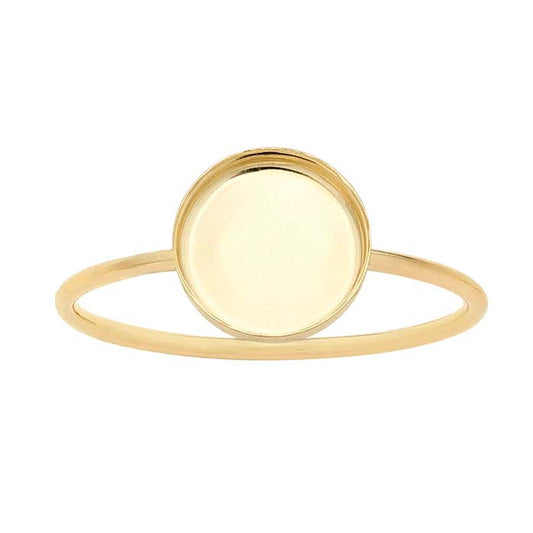 14/20 Yellow Gold-Filled 8mm Round Cabochon Ring Mounting