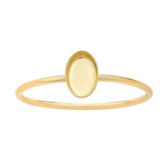 14/20 Yellow Gold-Filled Oval Cabochon Ring Mounting