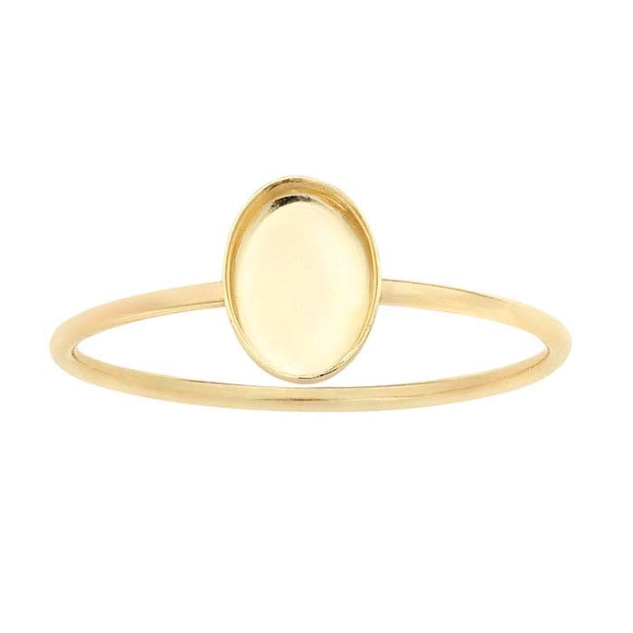 14/20 Yellow Gold-Filled Oval Cabochon Ring Mounting