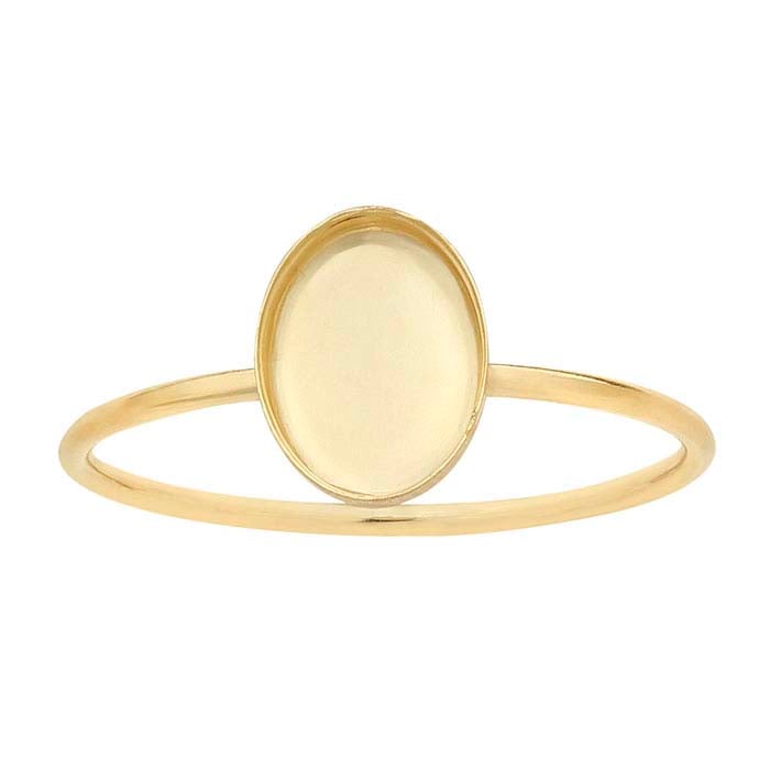 14/20 Yellow Gold-Filled Oval Cabochon Ring Mounting