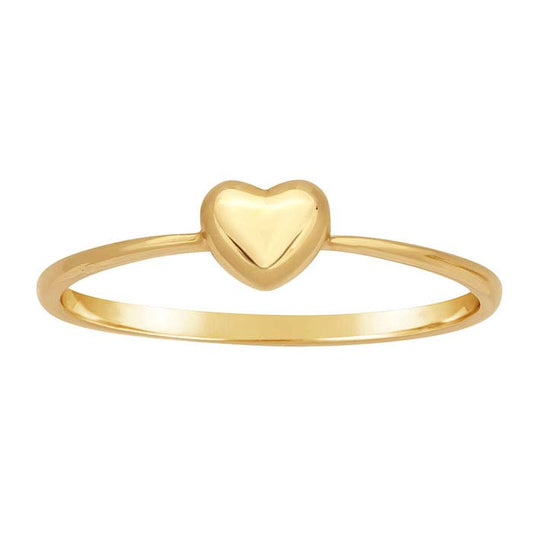 14K Yellow Stackable Ring with Heart Accent