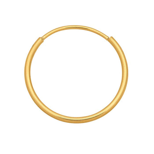 14K Yellow Gold 1 x 15mm Endless Hoop Earring