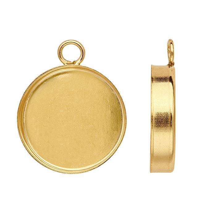 14/20 Yellow Gold-Filled Round Cabochon Component Mounting