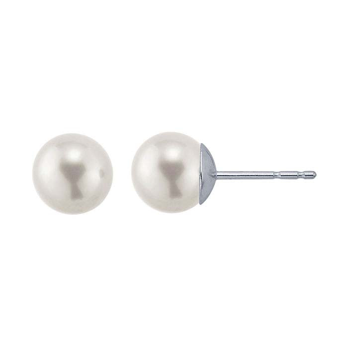 14K White Gold Pearl Post Earring Mounting