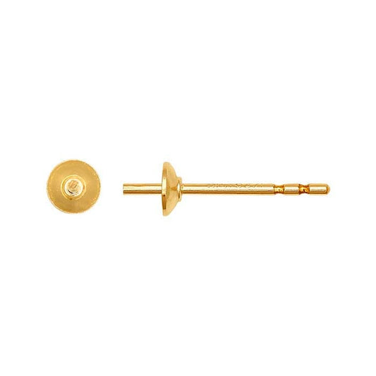 14/20 Yellow Gold-Filled 3mm Pearl Post Earring Mounting