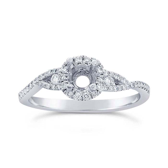 Platinum 1/4-Ct. Round Semi-Mount Halo Engagement Ring Mounting