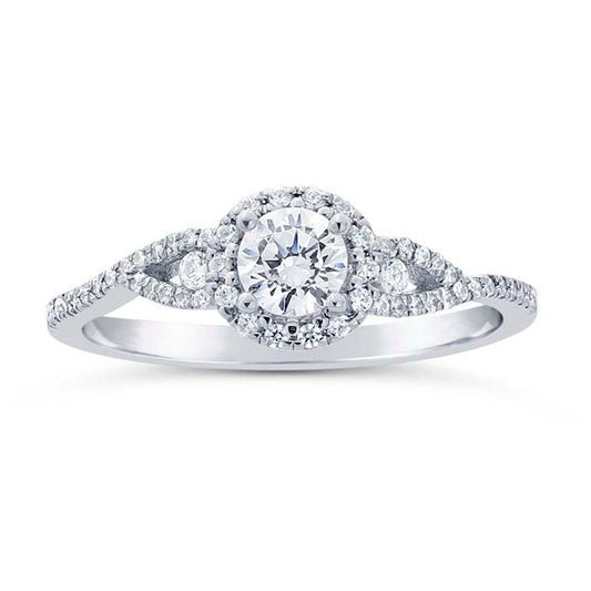 Platinum 1/4-Ct. Round Semi-Mount Halo Engagement Ring Mounting