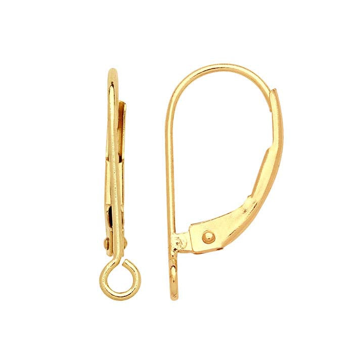 Filo per Orecchio a Leva in Oro Giallo 14K con Anello Aperto