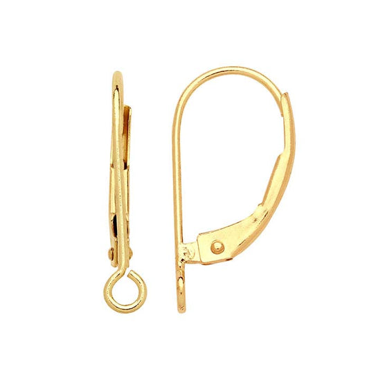 Filo per Orecchio a Leva in Oro Giallo 14K con Anello Aperto