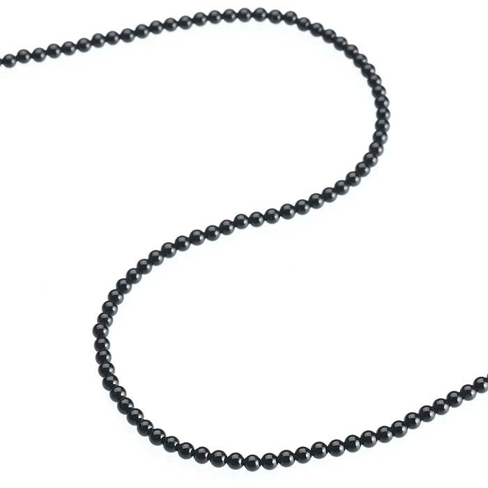 Svart Onyx 2 mm Rund Pärlsträng