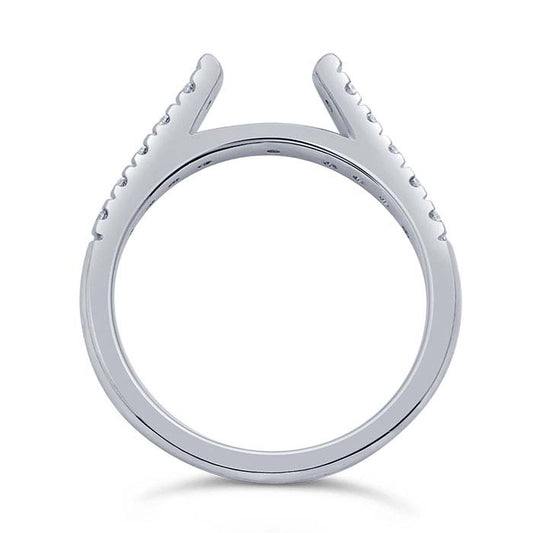 14 Karat Weißgold, 2,3 mm, halbmontierter Kathedralringschaft