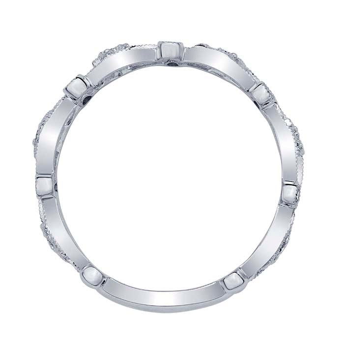 14K White Gold Diamond-Set Filigree Band