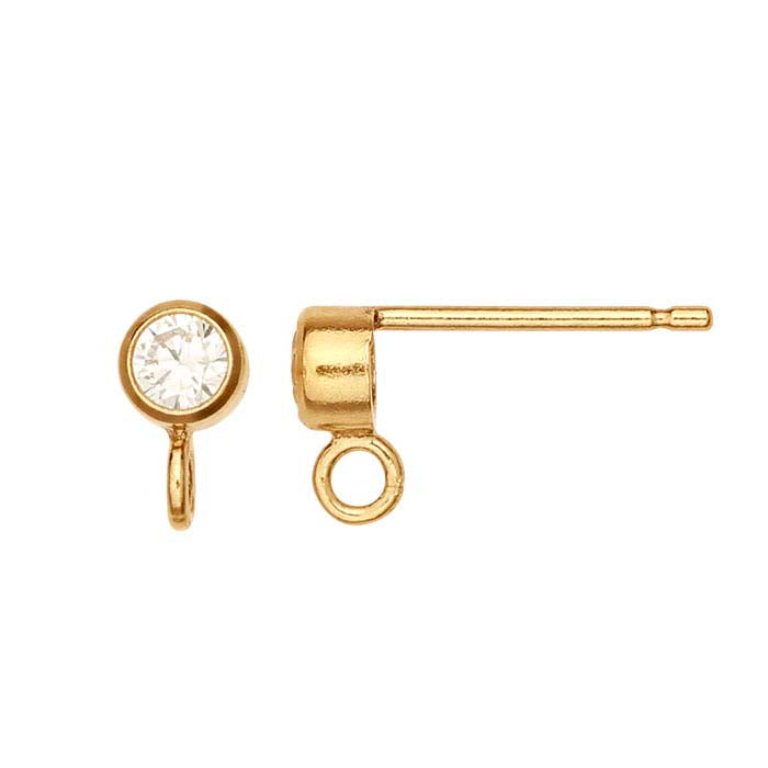 14/20 Yellow Gold-Filled White CZ-Set Earring with Open Ring