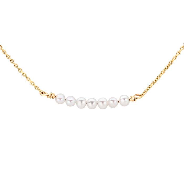 14K Yellow Gold Seven-Pearl Festoon Necklace