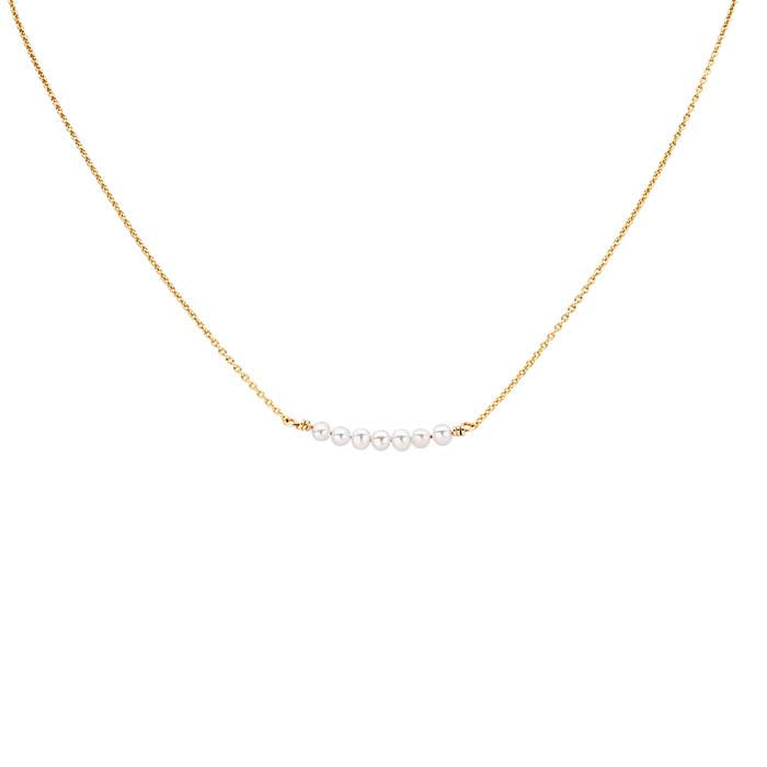 14K Yellow Gold Seven-Pearl Festoon Necklace