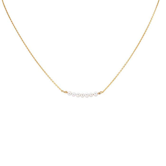 14K Yellow Gold Seven-Pearl Festoon Necklace