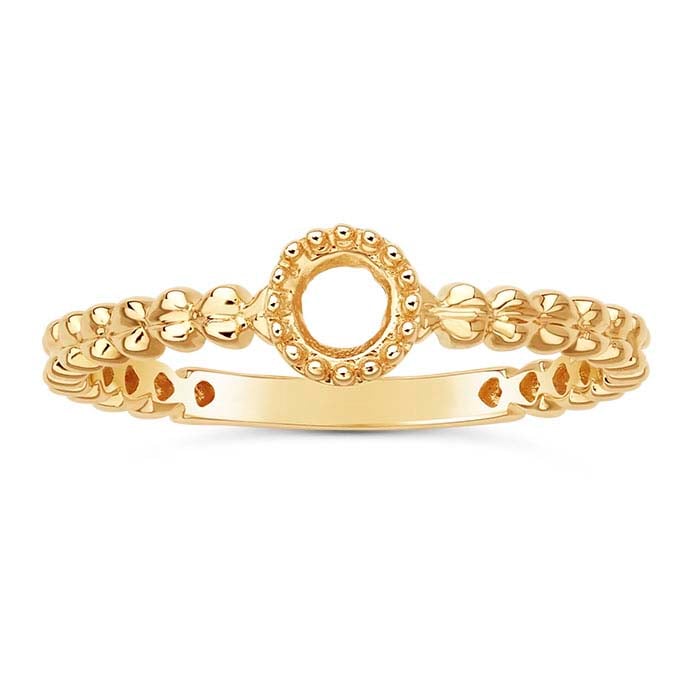 14K Yellow Gold 4mm Round Ring Mounting