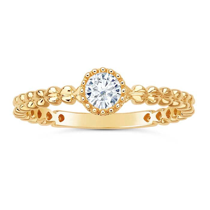 14K Yellow Gold 4mm Round Ring Mounting
