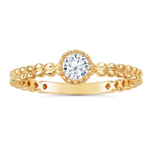 14K Yellow Gold 4mm Round Ring Mounting