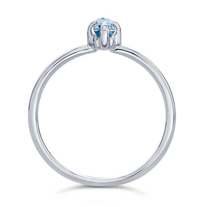 14K White Gold Baguette Sky Blue Topaz-Set Ring