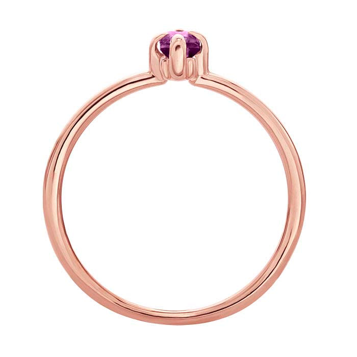 14K Rose Gold Baguette Amethyst-Set Ring