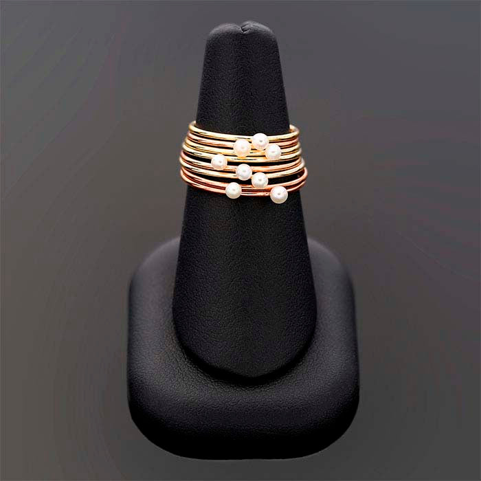 14/20 Yellow Gold-Filled Simulated Pearl-Set Ring