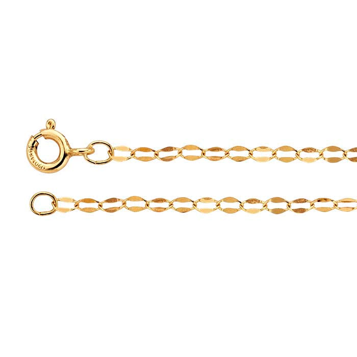 14K Yellow Gold Dapped Oval Cable Chain