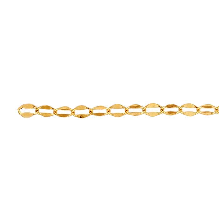 14K Yellow Gold Dapped Oval Cable Chain