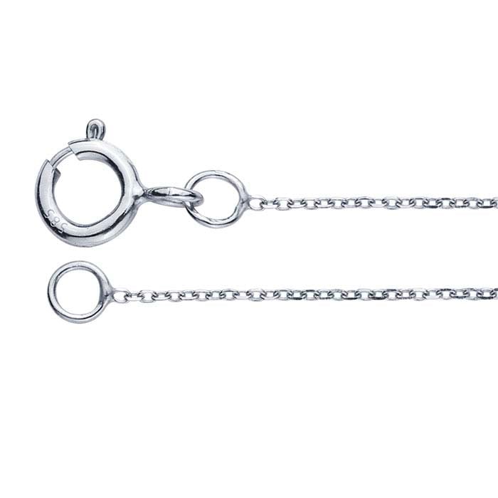 14K White Gold Beveled Oval Cable Chain