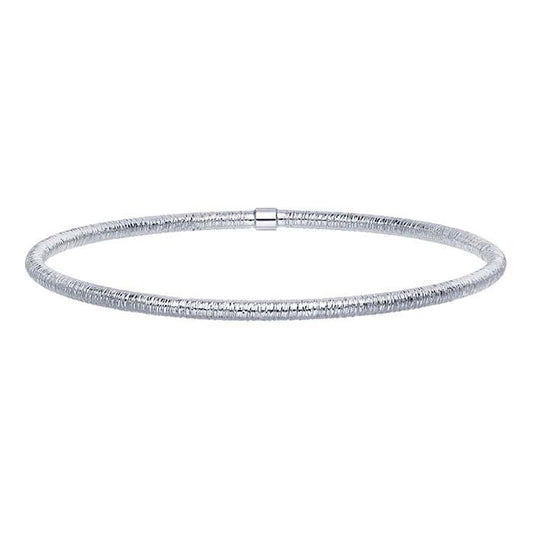 14K White Gold Textured Tubing Bangle Bracelet
