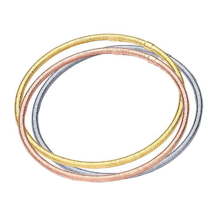 14K White Gold Textured Tubing Bangle Bracelet