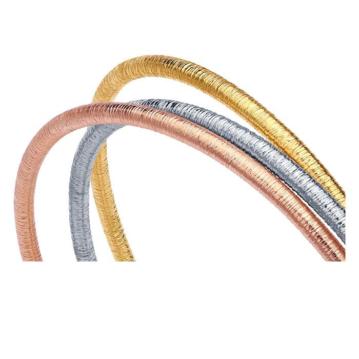 14K White Gold Textured Tubing Bangle Bracelet