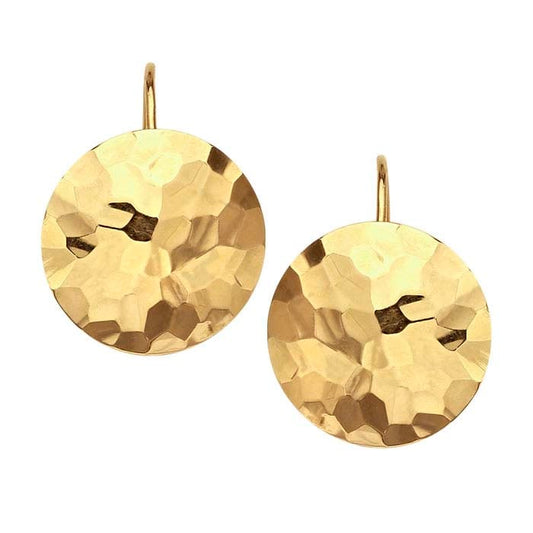 Orecchini a disco martellato in oro giallo 14K