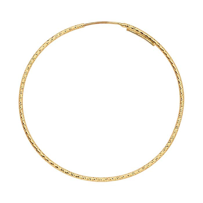 14K Yellow Gold 1.1mm Sparkle Tubing Endless Hoop Earring