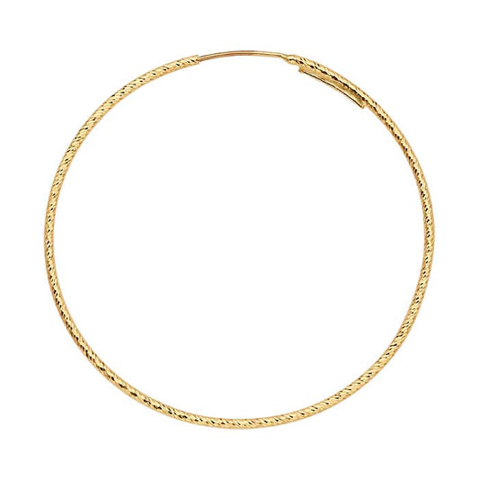 14K Yellow Gold 1.1mm Sparkle Tubing Endless Hoop Earring