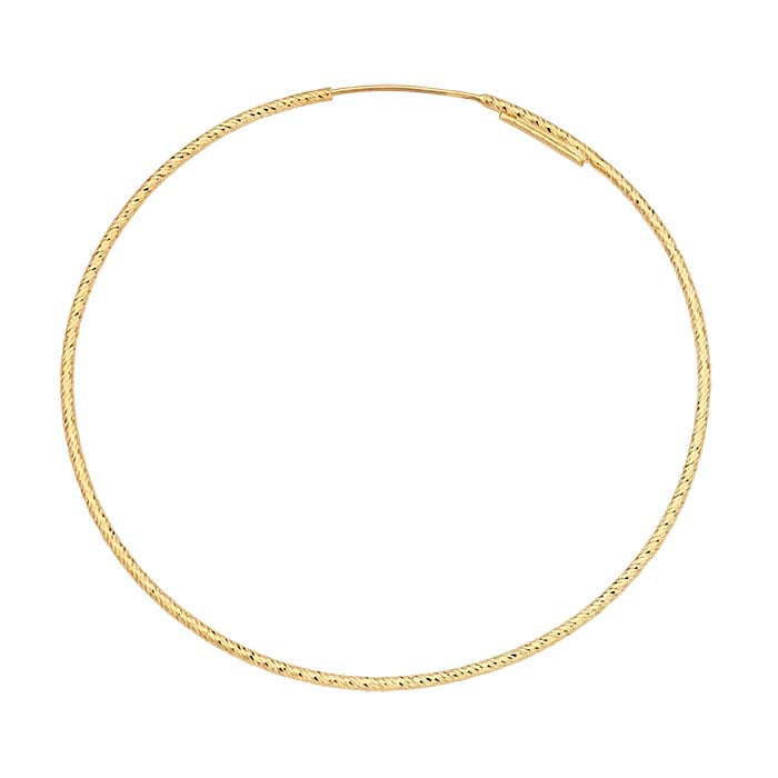 14K Yellow Gold 1.1mm Sparkle Tubing Endless Hoop Earring