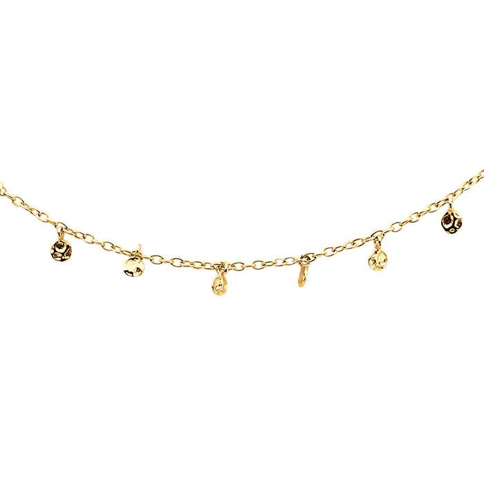14K Yellow Gold Necklace with Hammered Drops