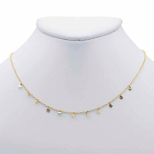 14K Yellow Gold Necklace with Hammered Drops