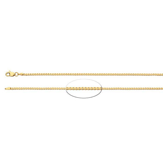 14K Yellow Gold Hollow Venetian Box Chain