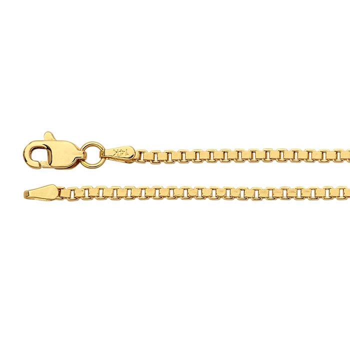 14K Yellow Gold Hollow Venetian Box Chain