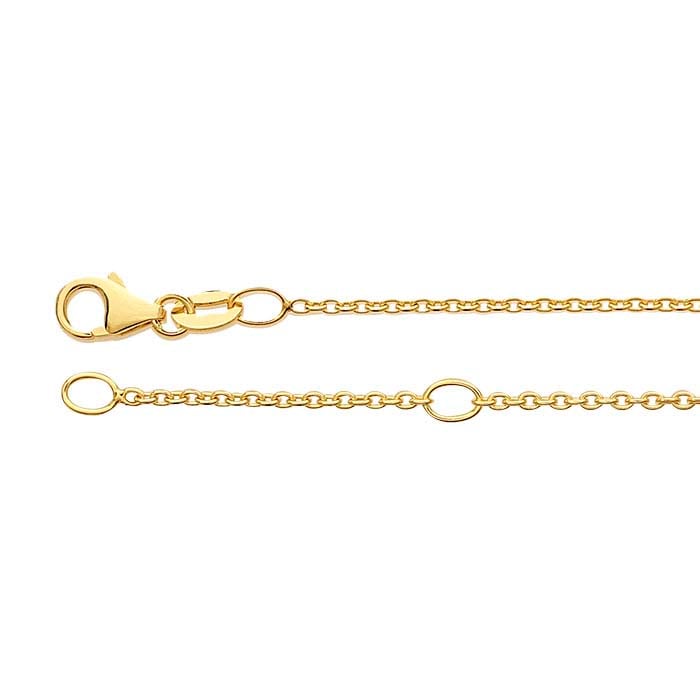 14K Yellow Gold 1.1mm Oval Cable Chain, Adjustable